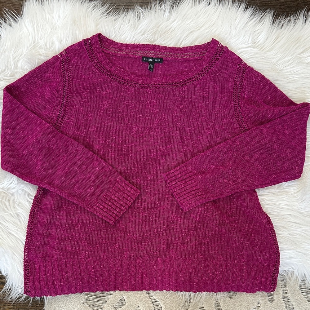 Eileen Fisher Women's Magenta Crew Neck Sweater